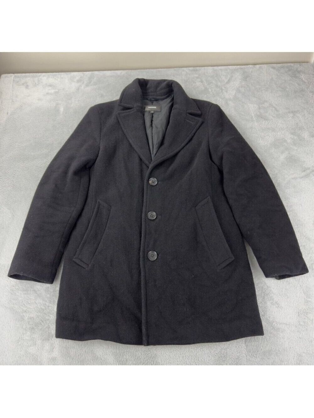 Mackage Dillon Black Wool Cashmere Blend Coat Medium